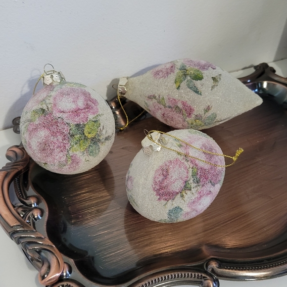 Vintage Sugar Frosted Christmas Ornaments, set of 3 - Picture 1 of 4